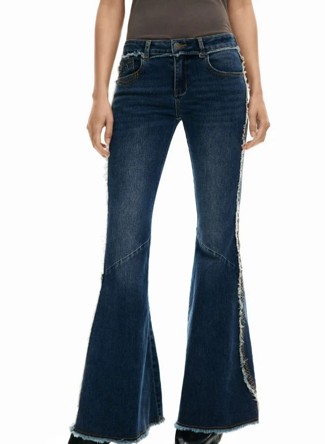 DESIGUAL Flared Frayed Jeans